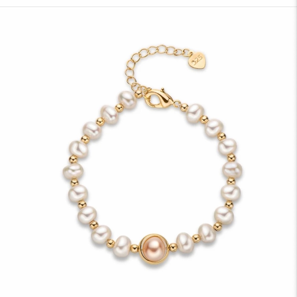 Brilliant Pearl Bracelet 14k Gold Plated